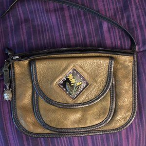 Handpainted Green Leather Crossbody